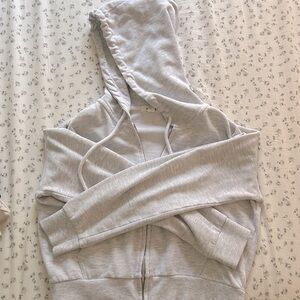 Light grey GARAGE boxy zip up sweater
